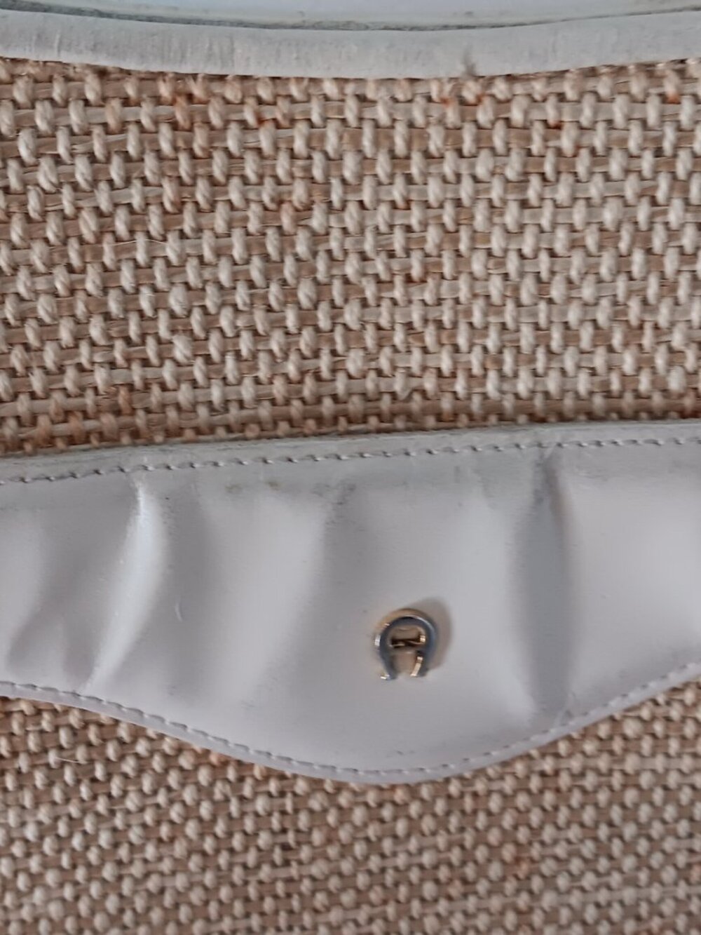 Vintage Etienne Aigner Cream Leather & Straw Shoulder Bag - Picture 4 of 8